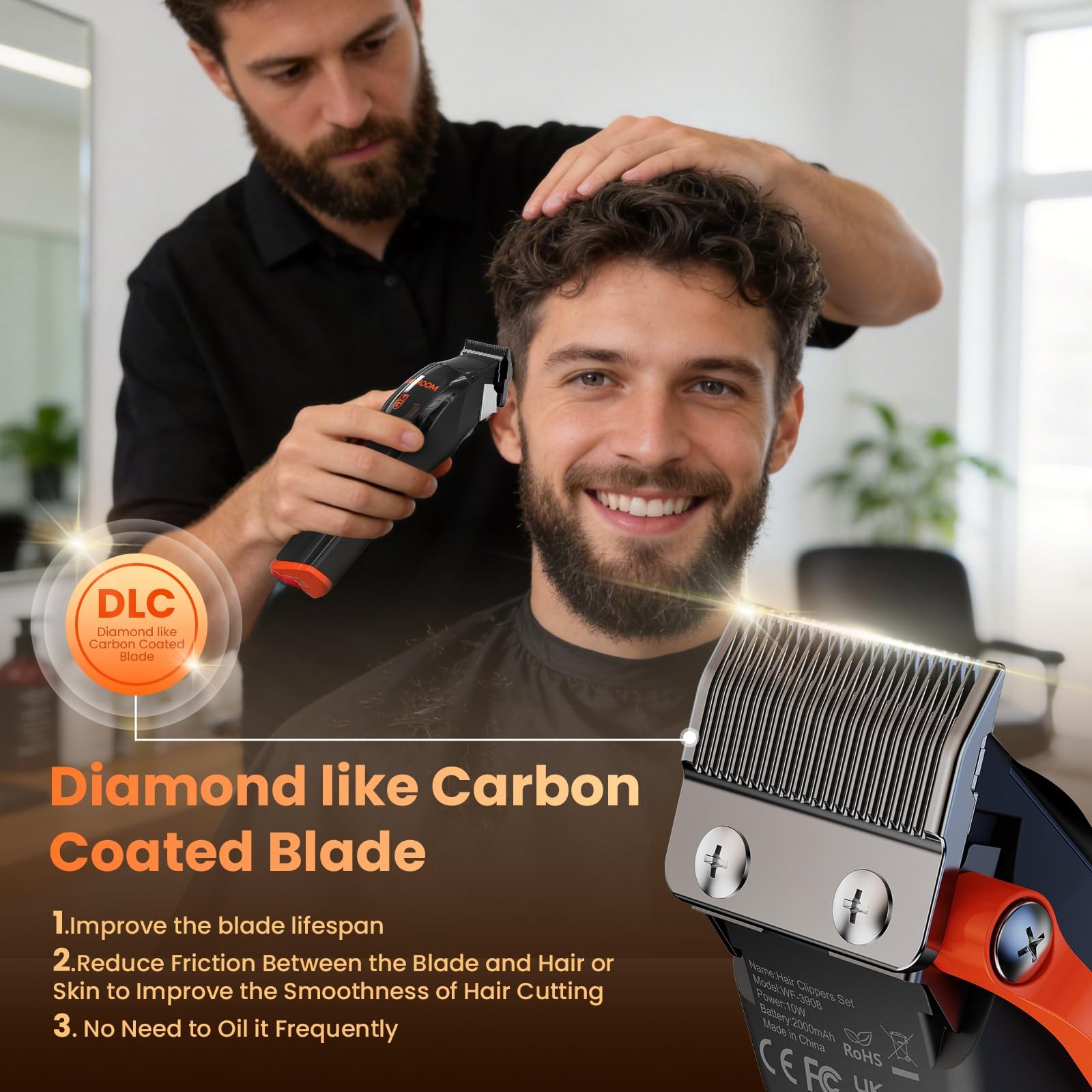 9000 RPM Cordless Mens Hair Clipper for Hair Cutting, Fading