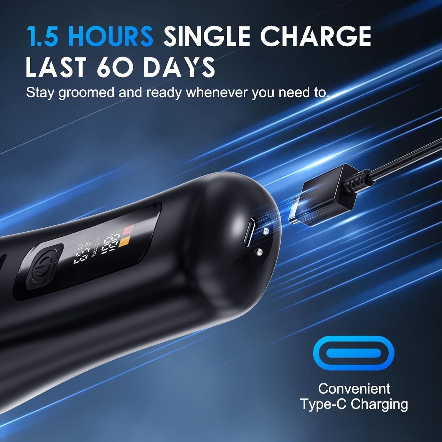 Electric Body Hair Trimmer – Waterproof Trimmer for Men with LED Light, Wet/D…