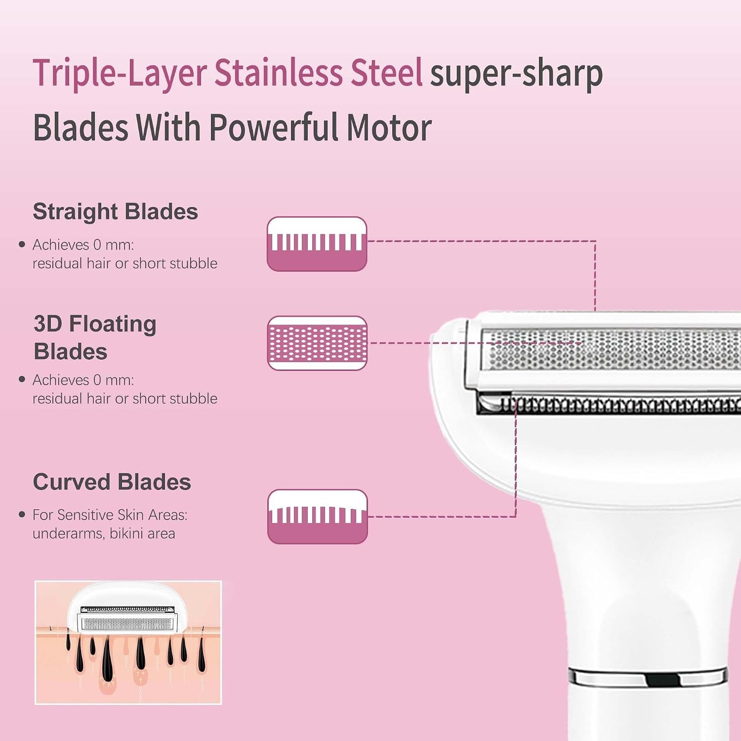VGR 3-in-1 Women’s Electric Razor Bikini Trimmer Rechargeable Waterproof Shaver