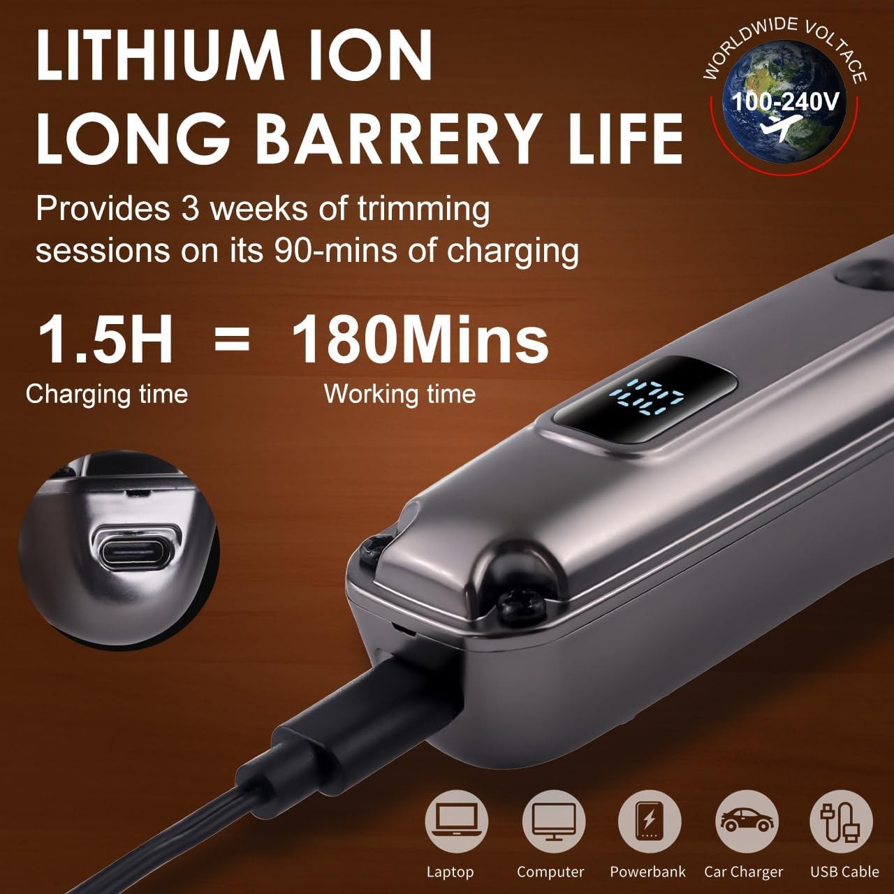 Hatteker 7-in-1 Beard Trimmer for Men, Waterproof Hair Clippers