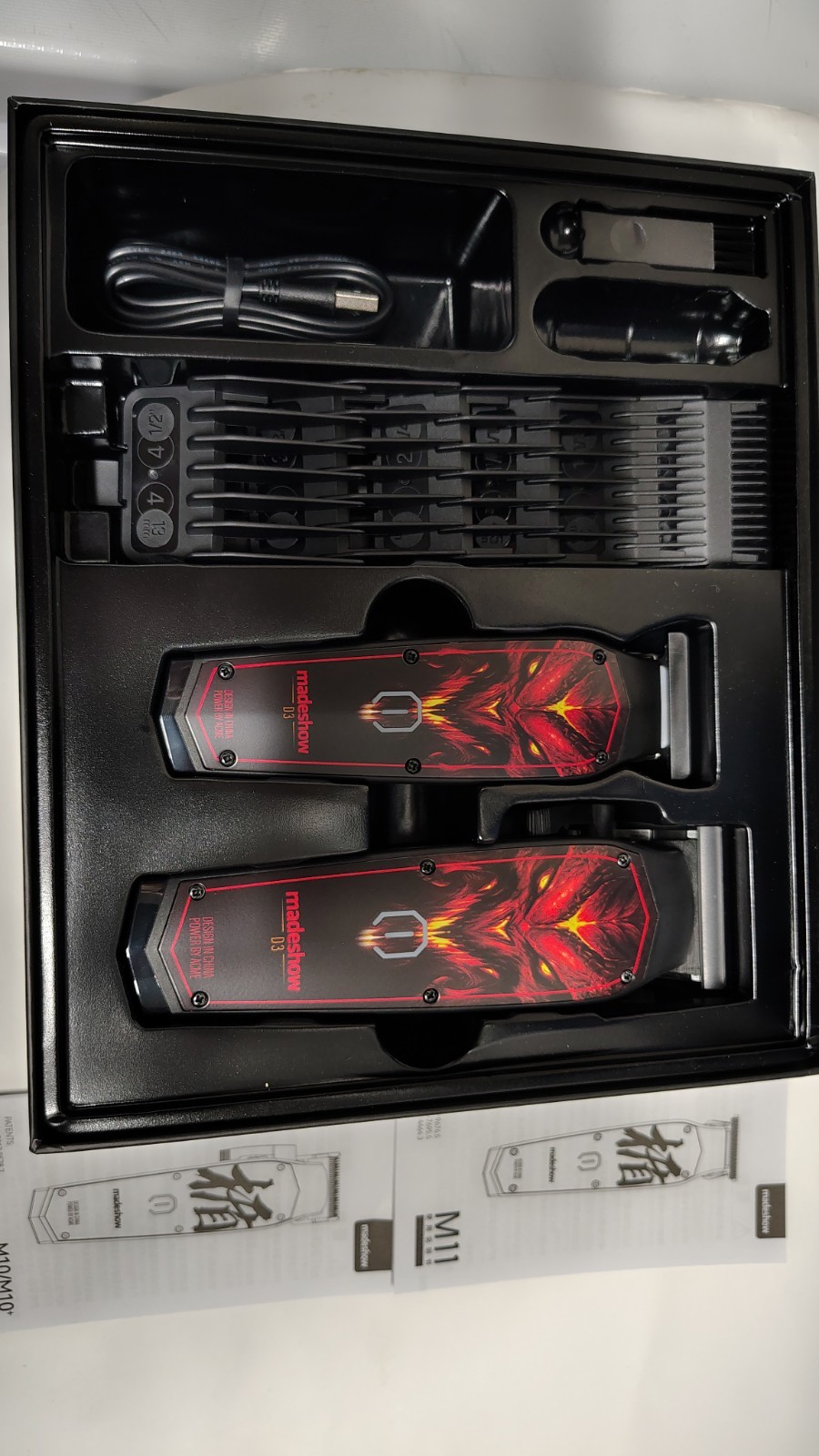 D3 Cordless Rechargeable Haircutting Kit Red/Black T-Blade USB Charging