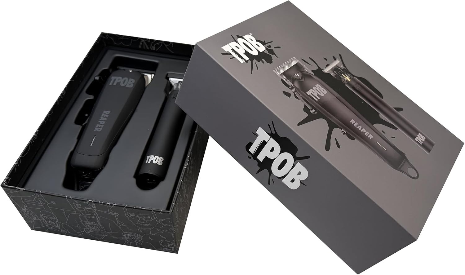 Slime 2 Ghost Black Clipper Trimmer Set Barber Hair Clippers for Men 6800 RPM wi