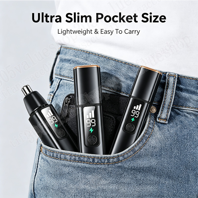Ear and Nose Hair Trimmer with LED indicator USB Rechargeable Water Resistant