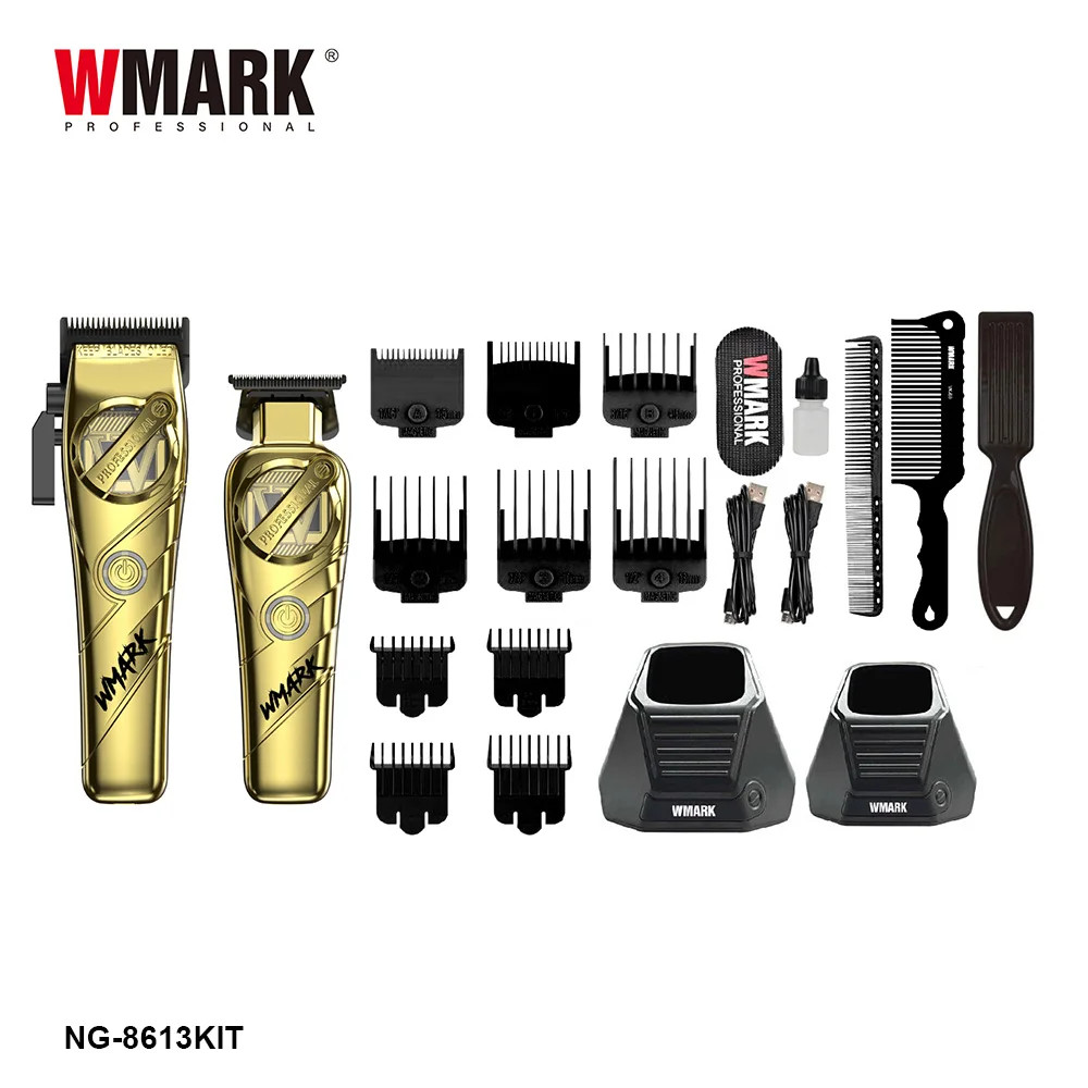 WMARK NG-8613 Pro Hair Clipper — High-Speed DLC Blade Trimmer w/ Charge Stand