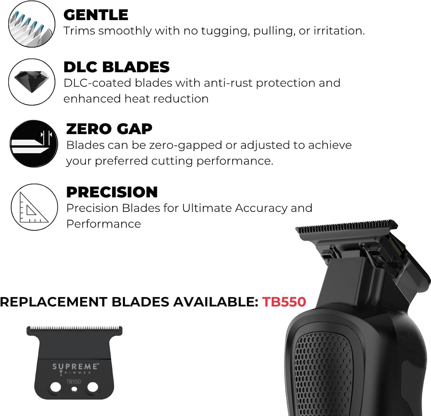 Supreme Trimmer Darkstar82 ST800 Metal Body Barber Trimmer – 9100 RPM, Black