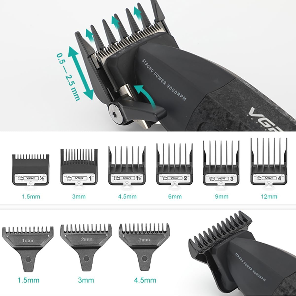 640S3 Professional 3 in 1 Hair Cutting Kit, 9000RPM Hair Clippers for Men Profes