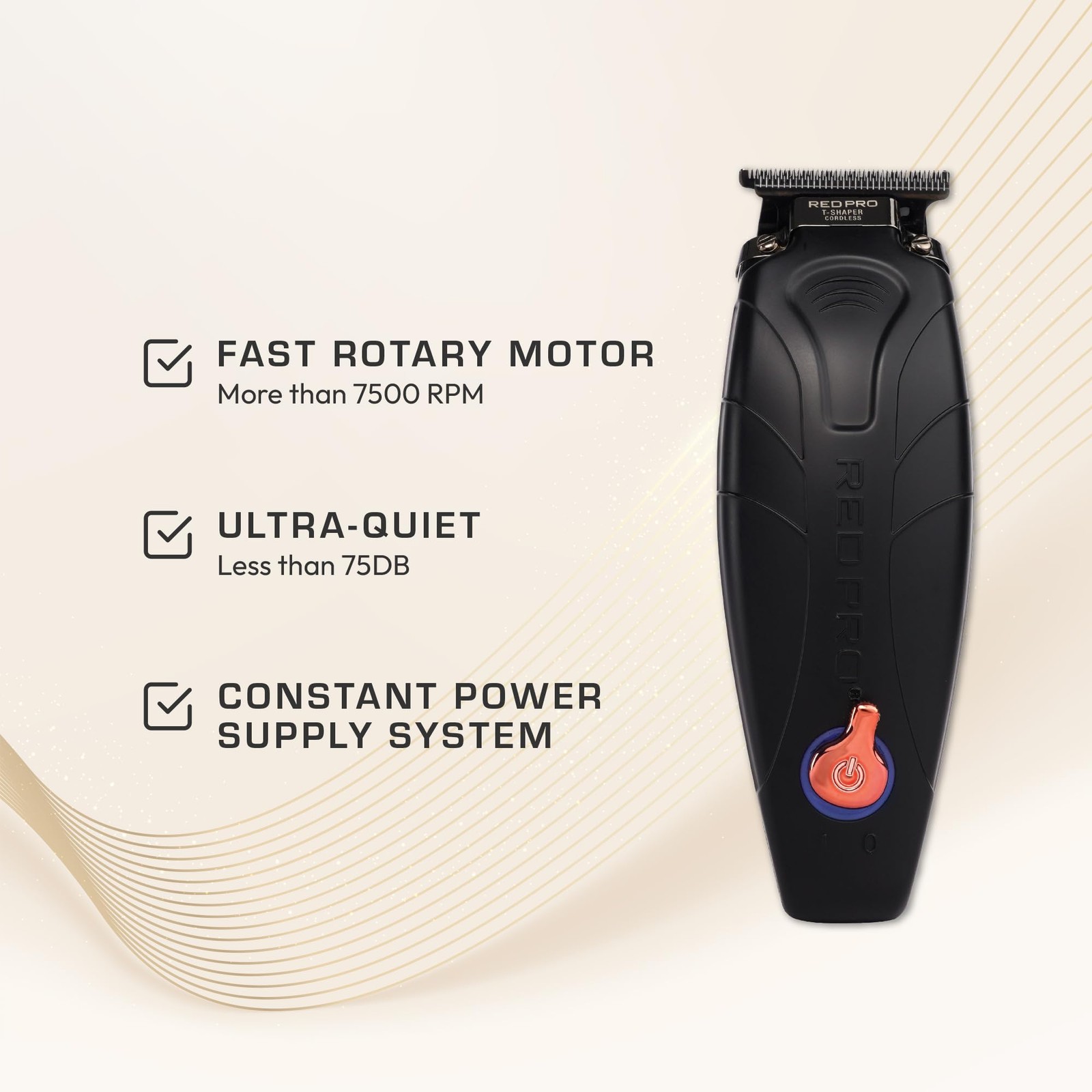 Matte Black Gold Hair Trimmer Cordless Ultra Quiet T Blade Zero Gapped 7500 Rpm