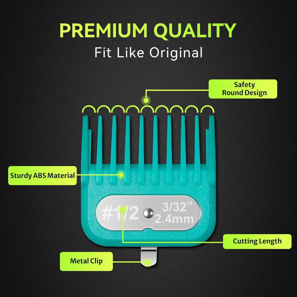 12 Clipper Guards Compatible with Andis Master, Oster Fast Feed, Andis AAC-1, GC