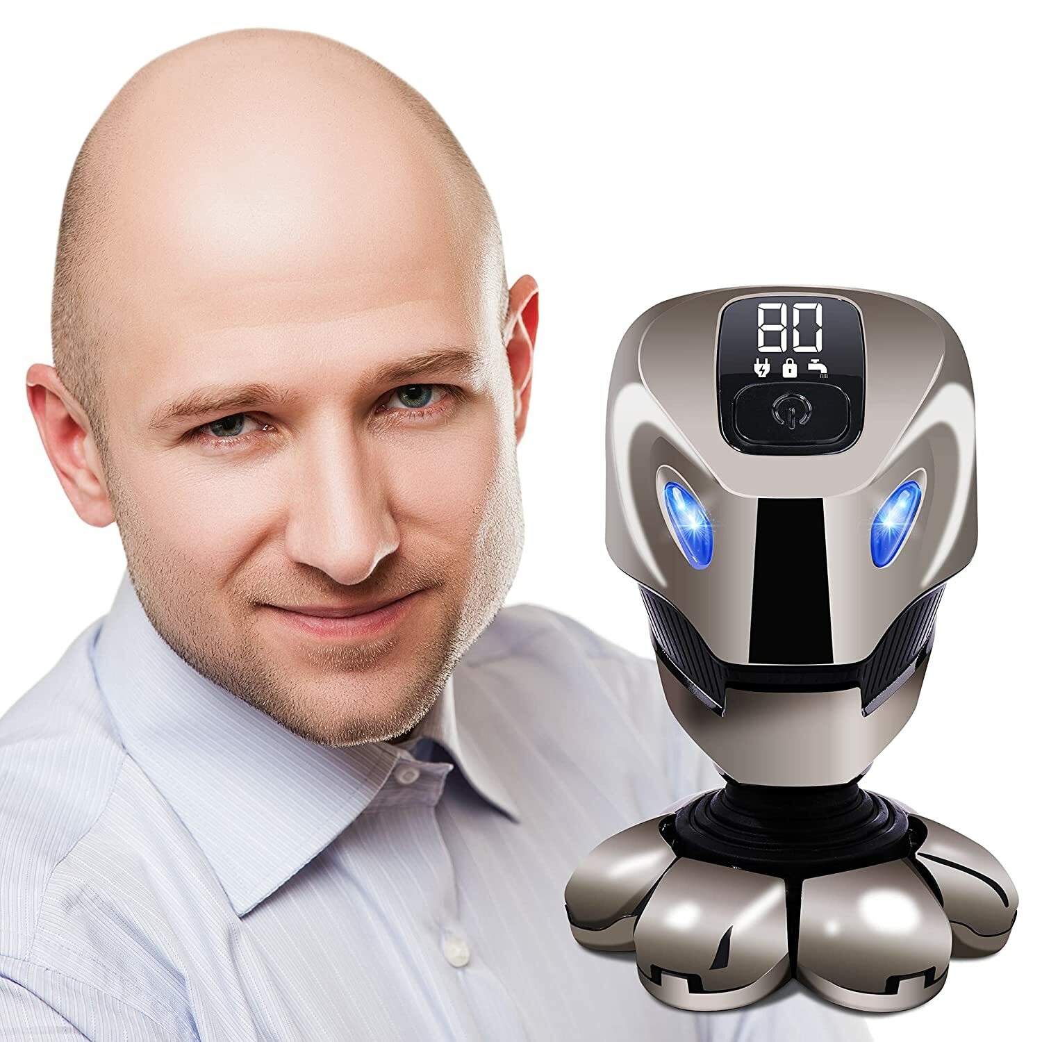 7D Cordless Shaver Hair Trimmer Men’s 5-in-1 Electric Head Shaver Razor Men Wet