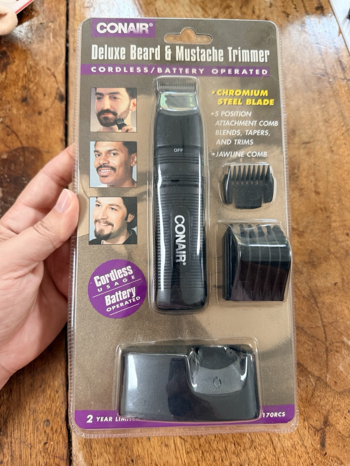 NWT. Conair Deluxe Beard & Mustache Trimmer Cordless Battery Operated
