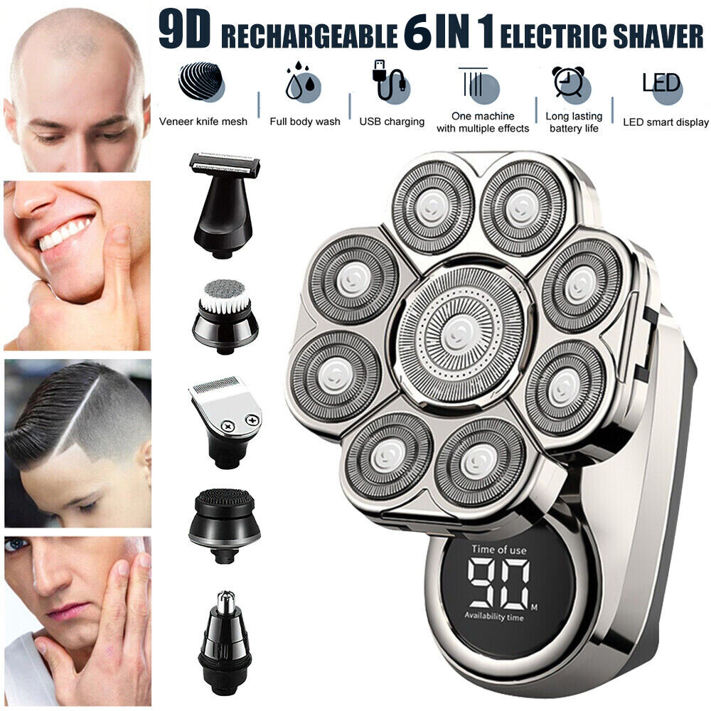 Bald Head Shaver Electric Waterproof Razor Skull Cordless Rechargeable Wet/Dry