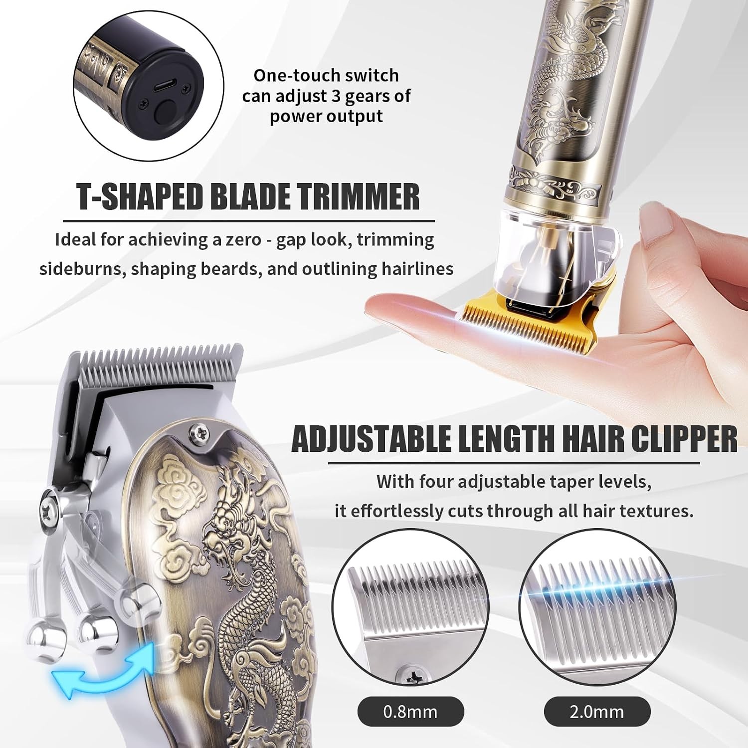4-in-1 Men’s Hair Clipper Kit: Cordless, T-Blade Trimmer, Shaver, Nose