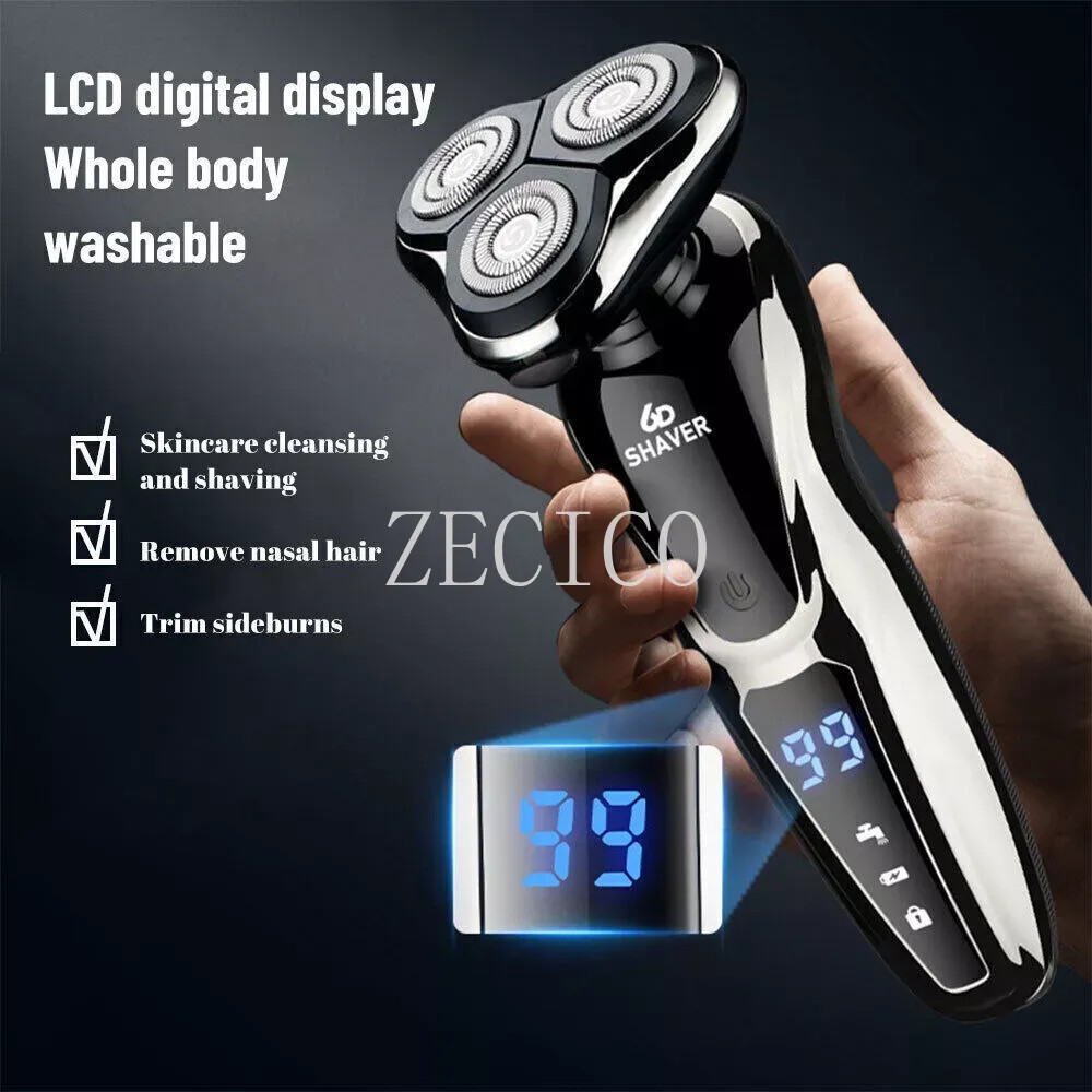 Men’s Electric Shaver 3D Electric Shavers for Male IPX7 Rotary Cordless Wet/Dry