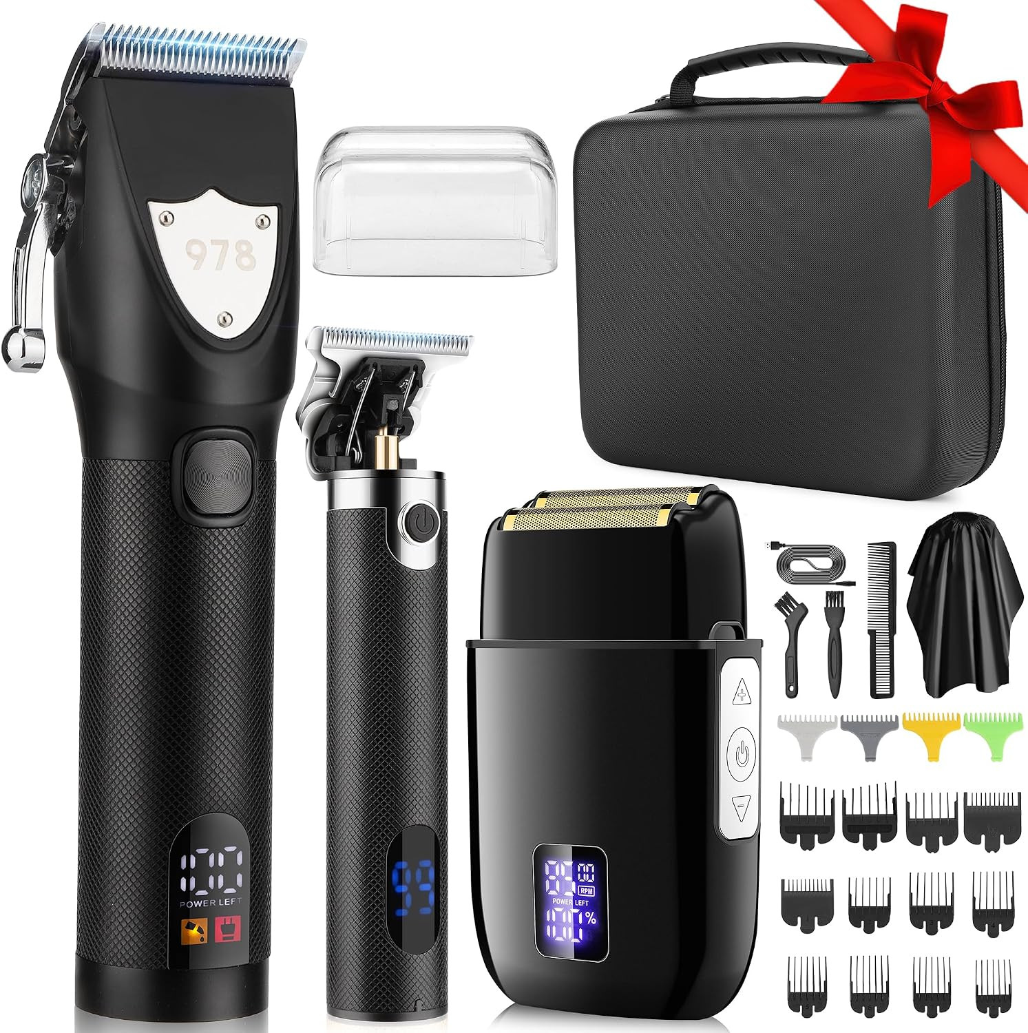 Professional Hair Clippers & Trimmers Set with Travel Case for Men