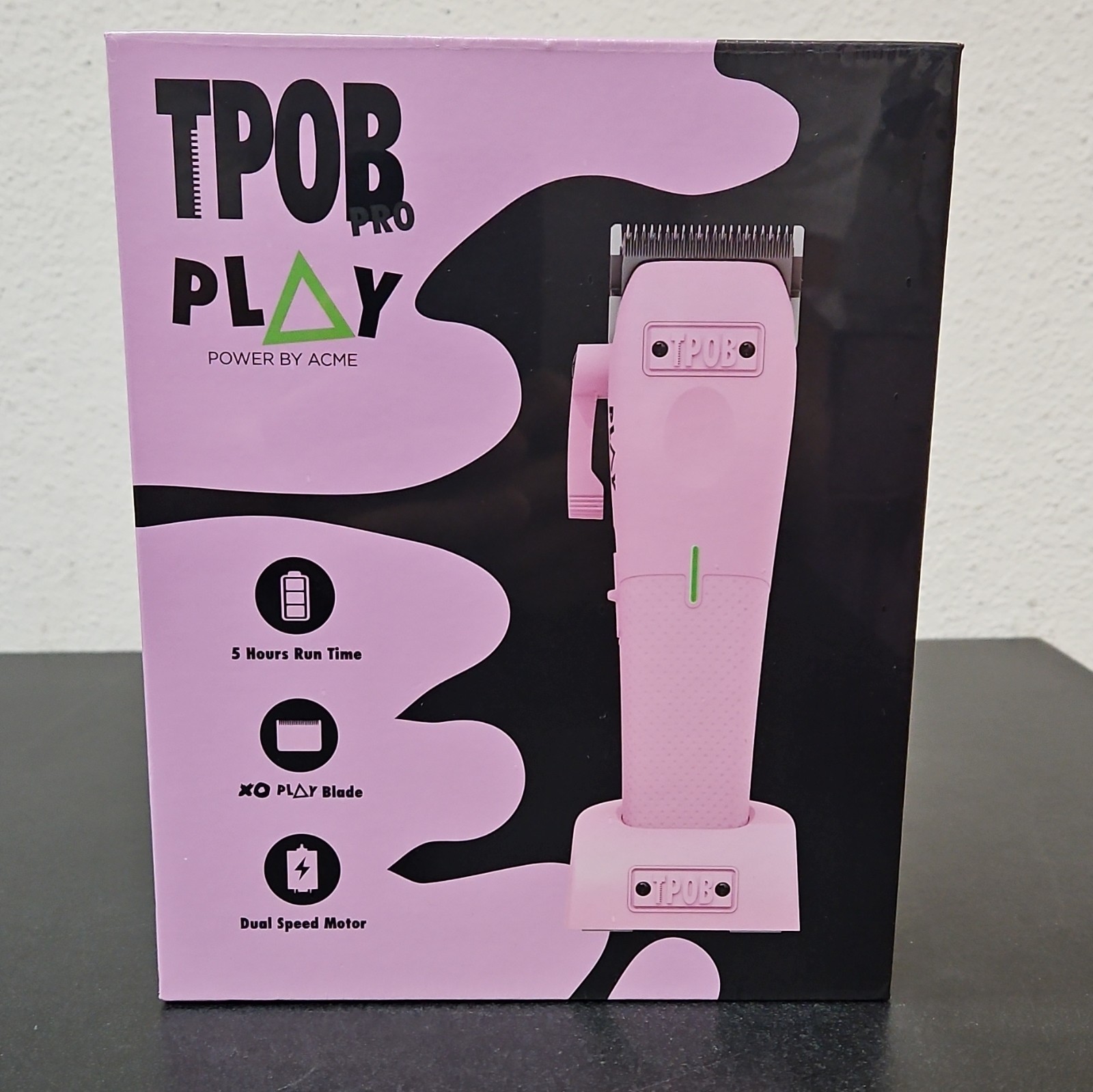 TPOB PLAY Pink Rechargeable Hair Clipper Dual Speed Motor w/ Hair Guards