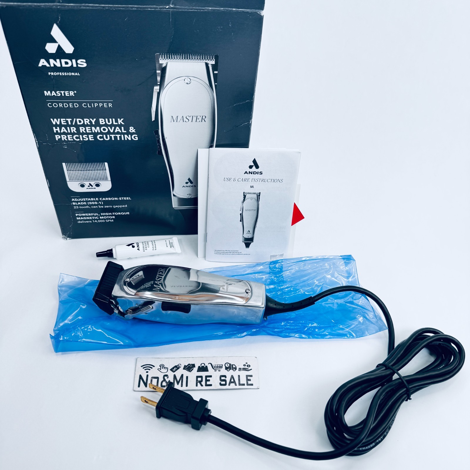 Andis 01815 Master Adjustable Blade Hair Clipper, 14000 SPM, Silver