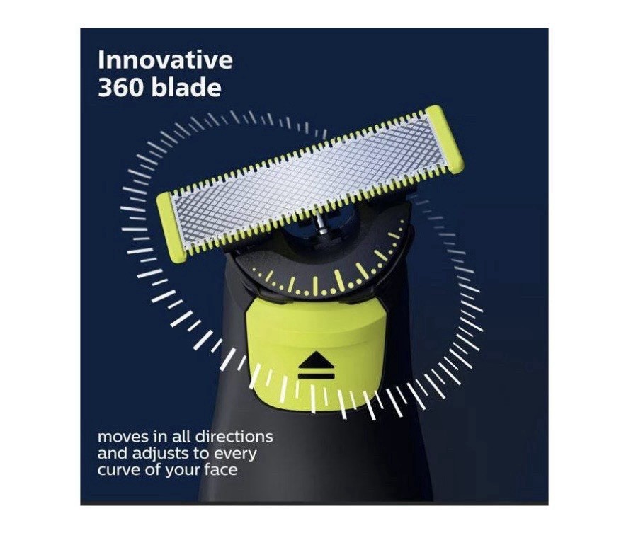 Philips Norelco OneBlade 360 Trimmer Wet/Dry Waterproof Face & Body 2 Heads