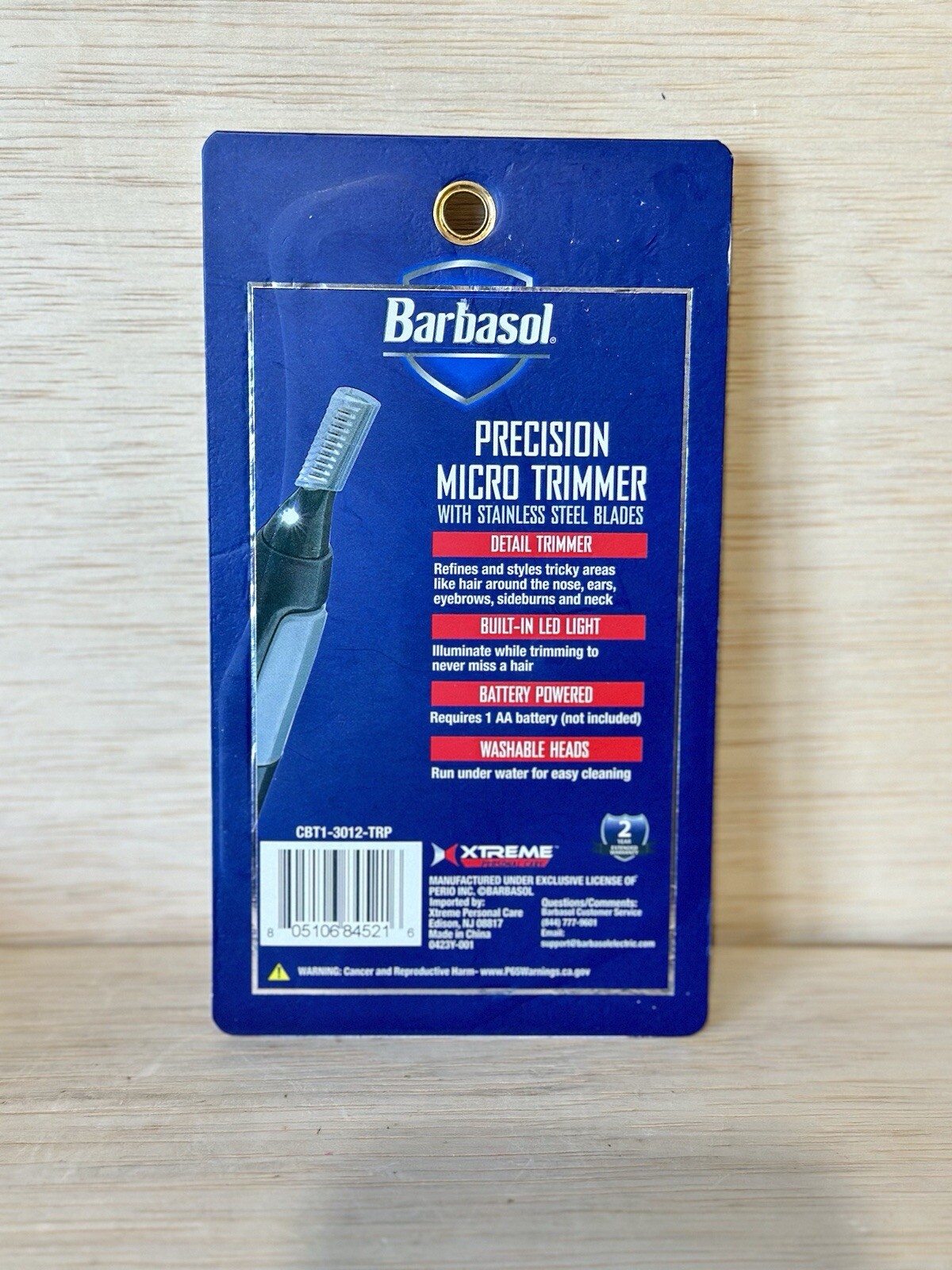 4pc-Barbasol Micro Precision Trimmer with Stainless Steel Blades W/Light