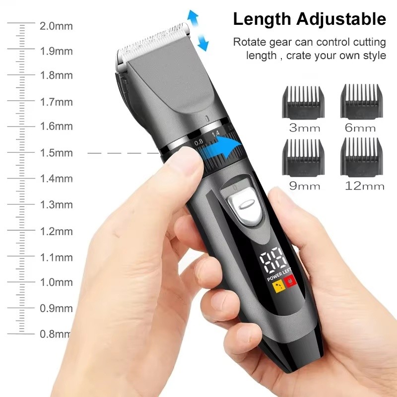 Professional Home Electric Hair Clipper Set w/Digital Display, USB Fast Charging