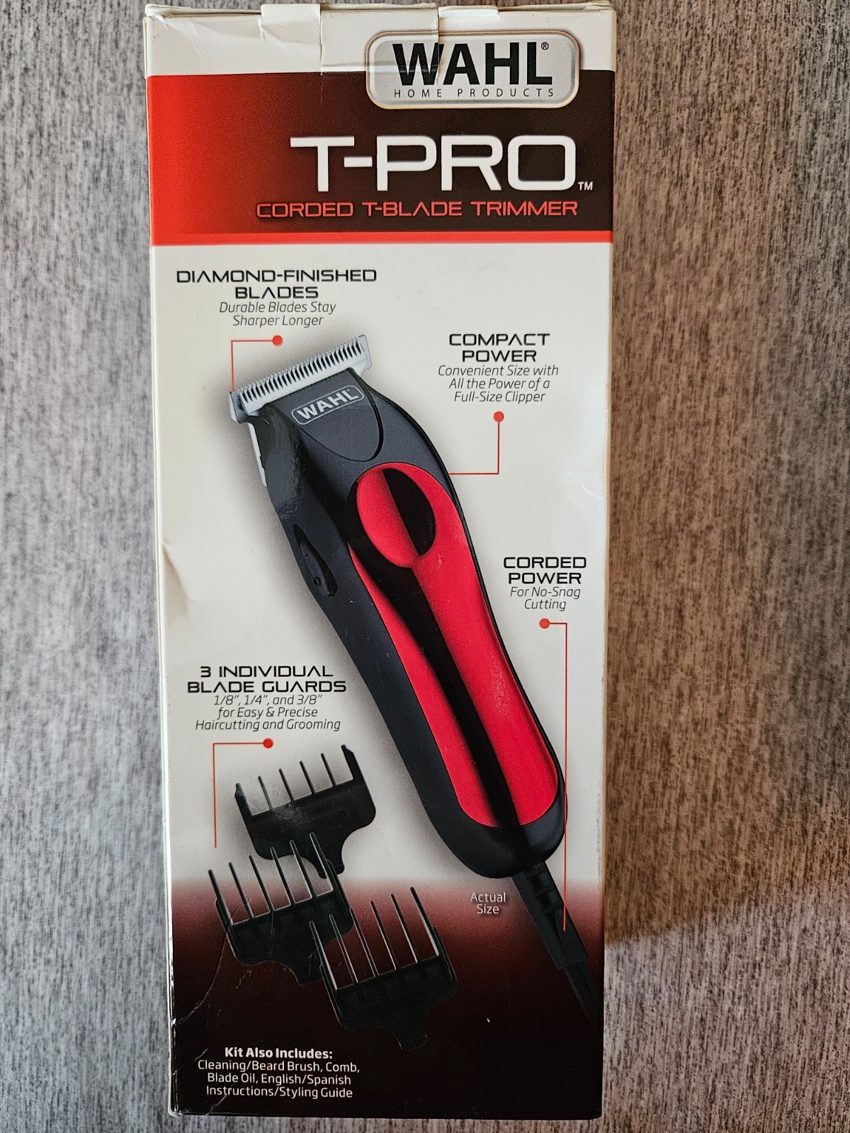 Wahl T-Pro Corded T-Blade Trimmer Red Black 09307-300 Close Shave Detailer NEW