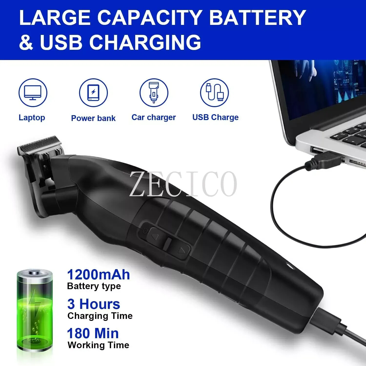 Men’s Professional Hair Clippers Cordless Trimmer Beard Cutting Machine Barber
