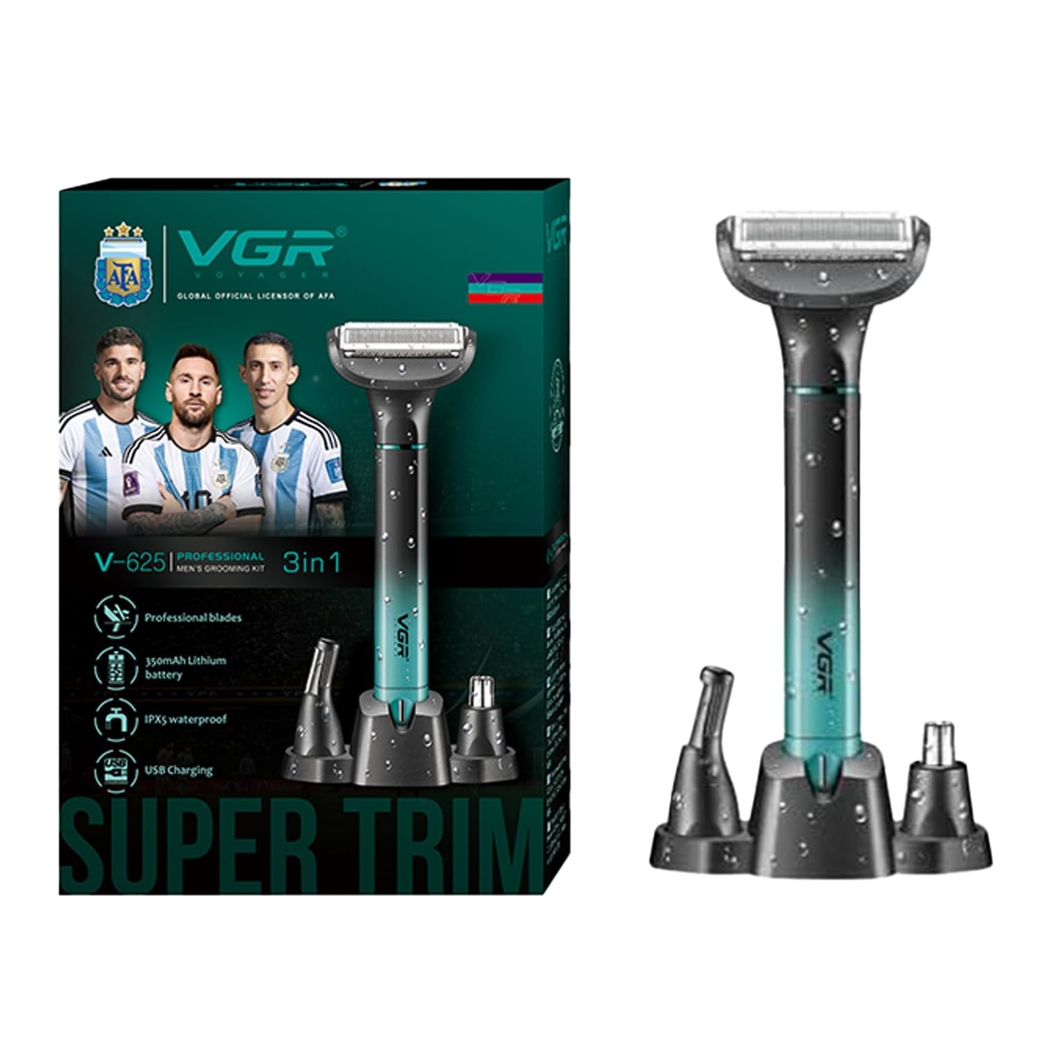 VGR V-625 Professional 3-in-1 Men’s Grooming Kit, 60-Minute Runtime, USB-C