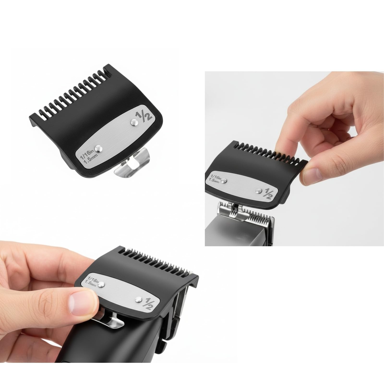 Clipper Guards Set, Compatible with wahl 1/2 clipper guards, 1.5 mm Metal Cli…