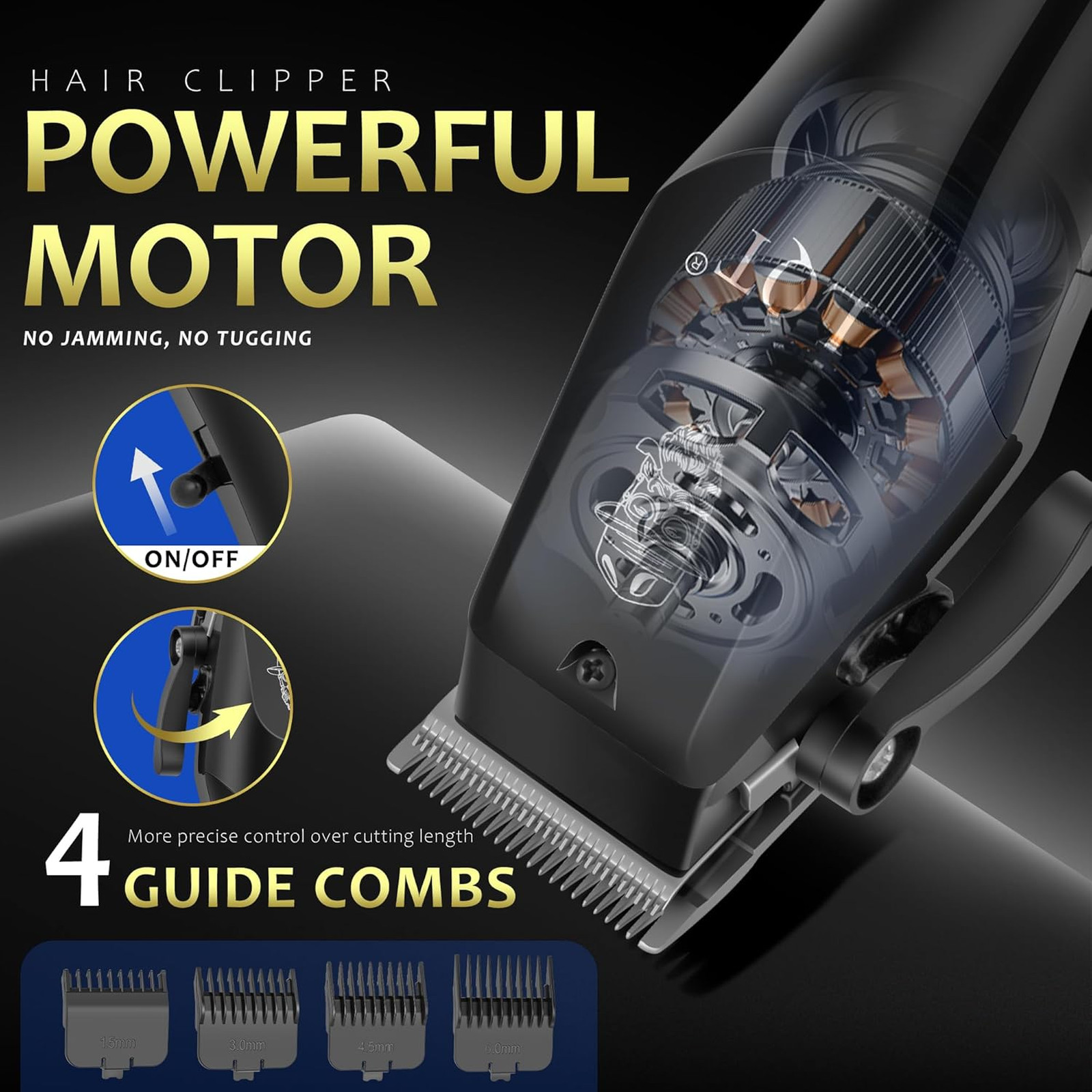 Hair Clippers for Men with LED Display, 4-Piece Cordless Grooming Kit, Hair