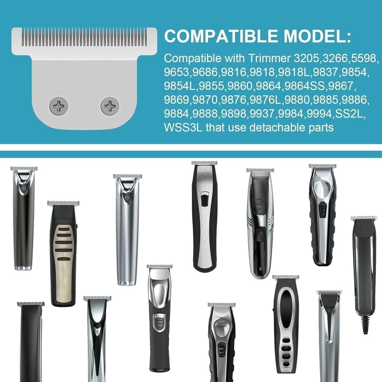 Genuine Wahl Trimmer Replacement Stainless Steel T Blade 02144 9818 9864 9854