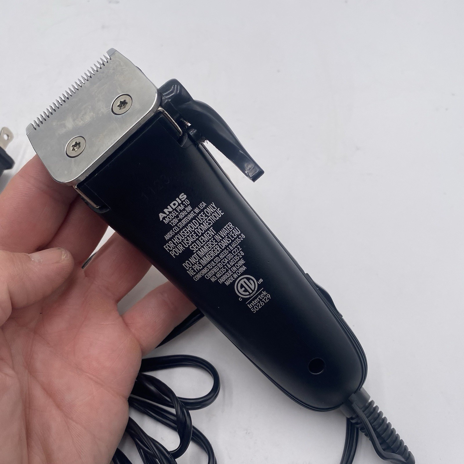 Andis Electric Clipper Hair Cutter Model PM-10 Silver Black Tested Working