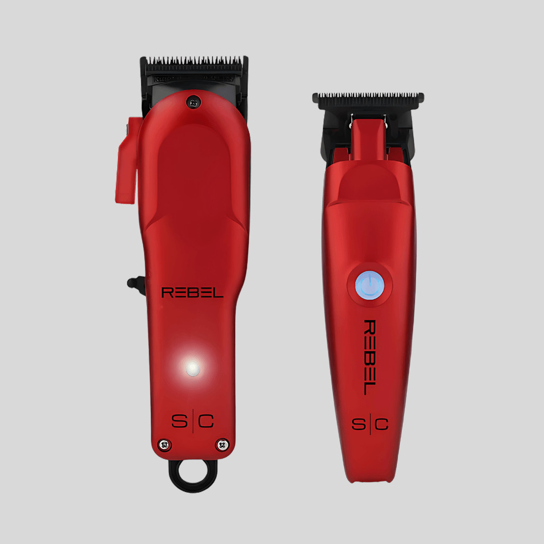 StyleCraft Super-Torque Modular Rebel Clipper & Trimmer Combo Set – Red (SC203)