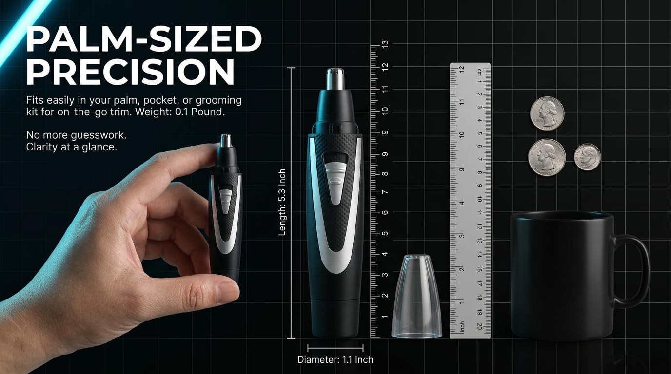 360 Rotating Nose Hair Trimmer Dual Edge Washing Quiet Ergonomic Grip