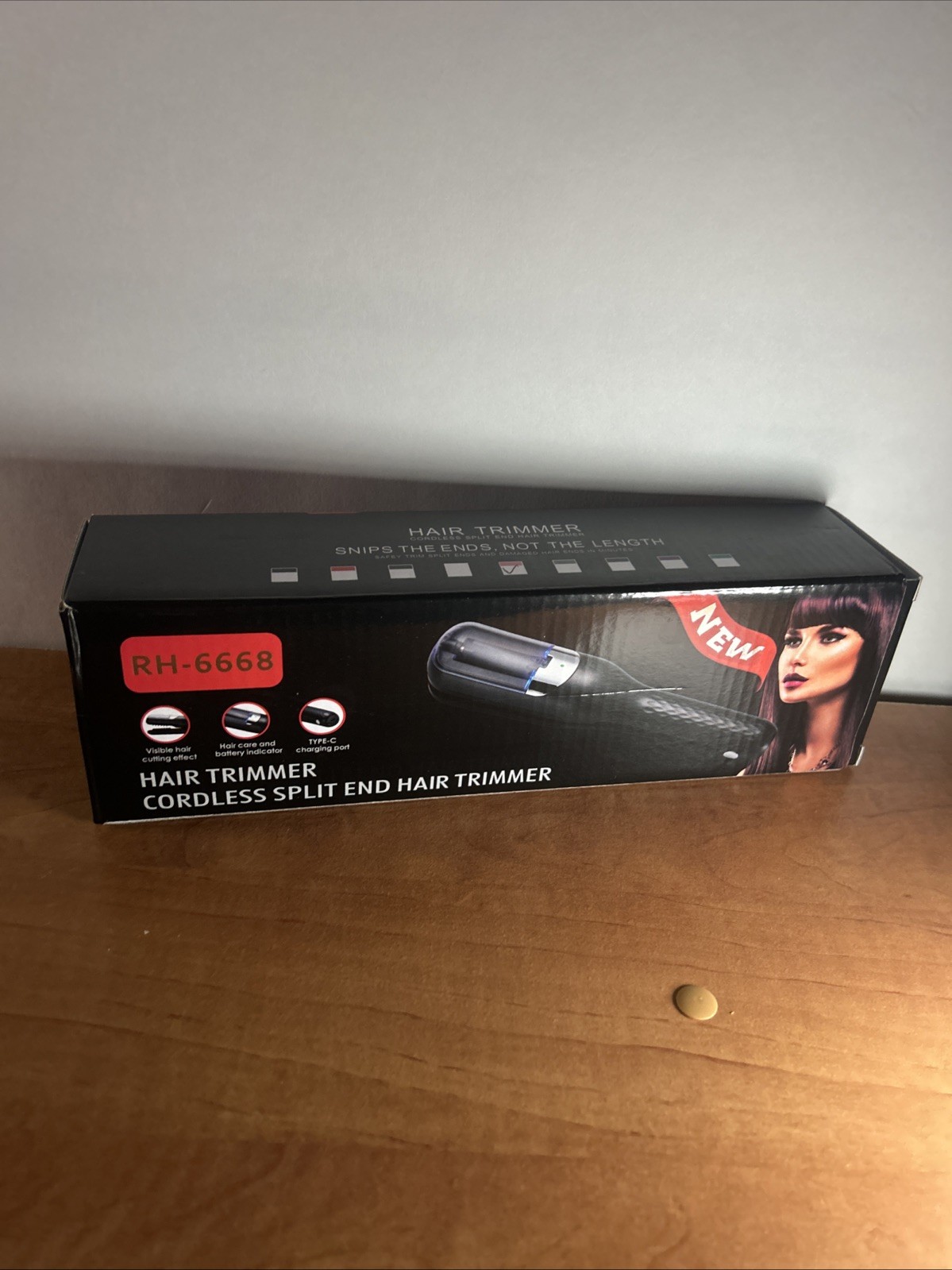 RH-6668 Cordless Split End Hair Trimmer Black Type-C Charging Port