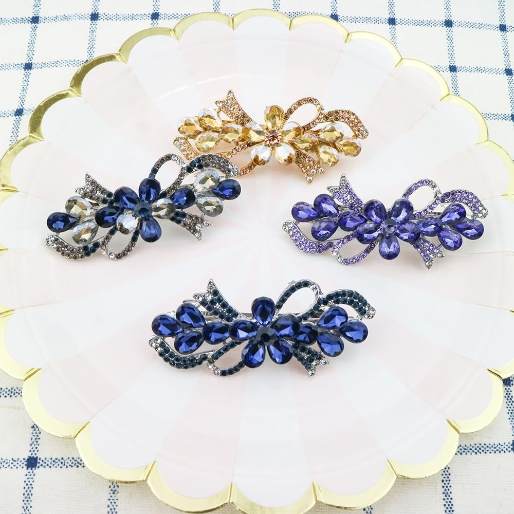 4PCS 4 ColorsExquisite Rhinestone Bowknot 1 Count (Pack of 4), Multicolor