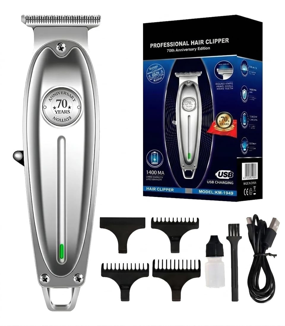 Steel ONE Trimmer Professional Hair Clippers for Men Silver Zero Gap Electric…