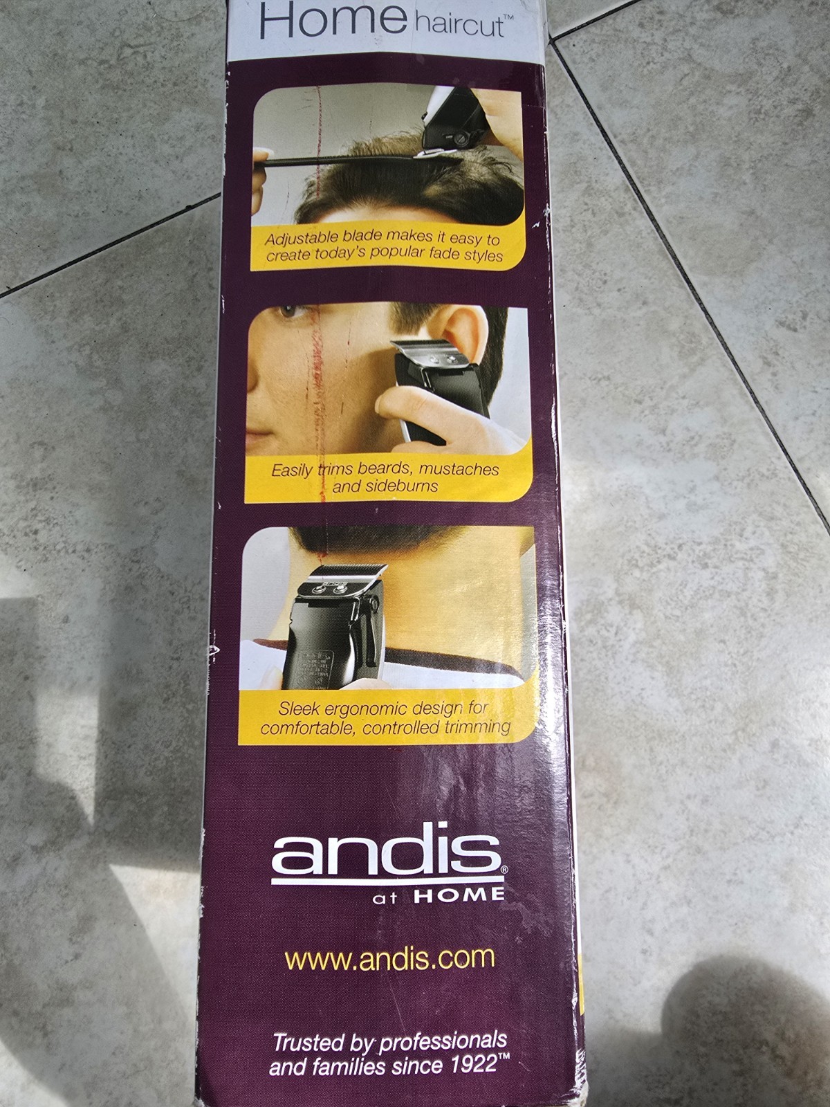 Andis Home Haircut Kit, Electric, Adjustable Lengths, Square Blade, Silver/Black