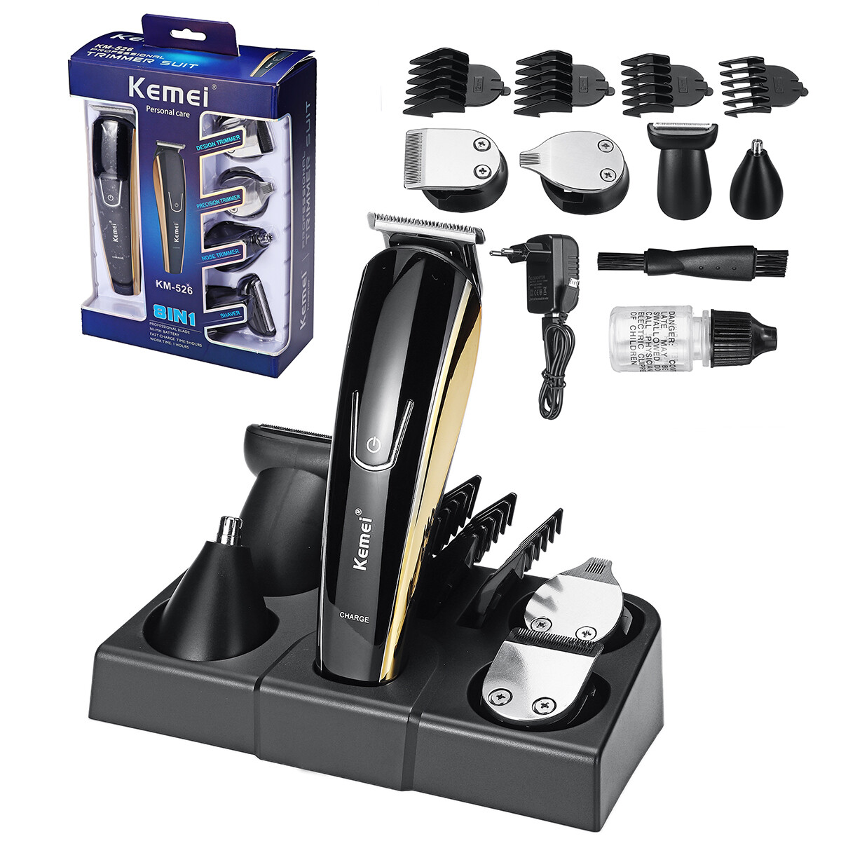 KEMEI 8 IN 1 Cordless Beard Trimmer For Men Hair Clippers Trimmer KM-52