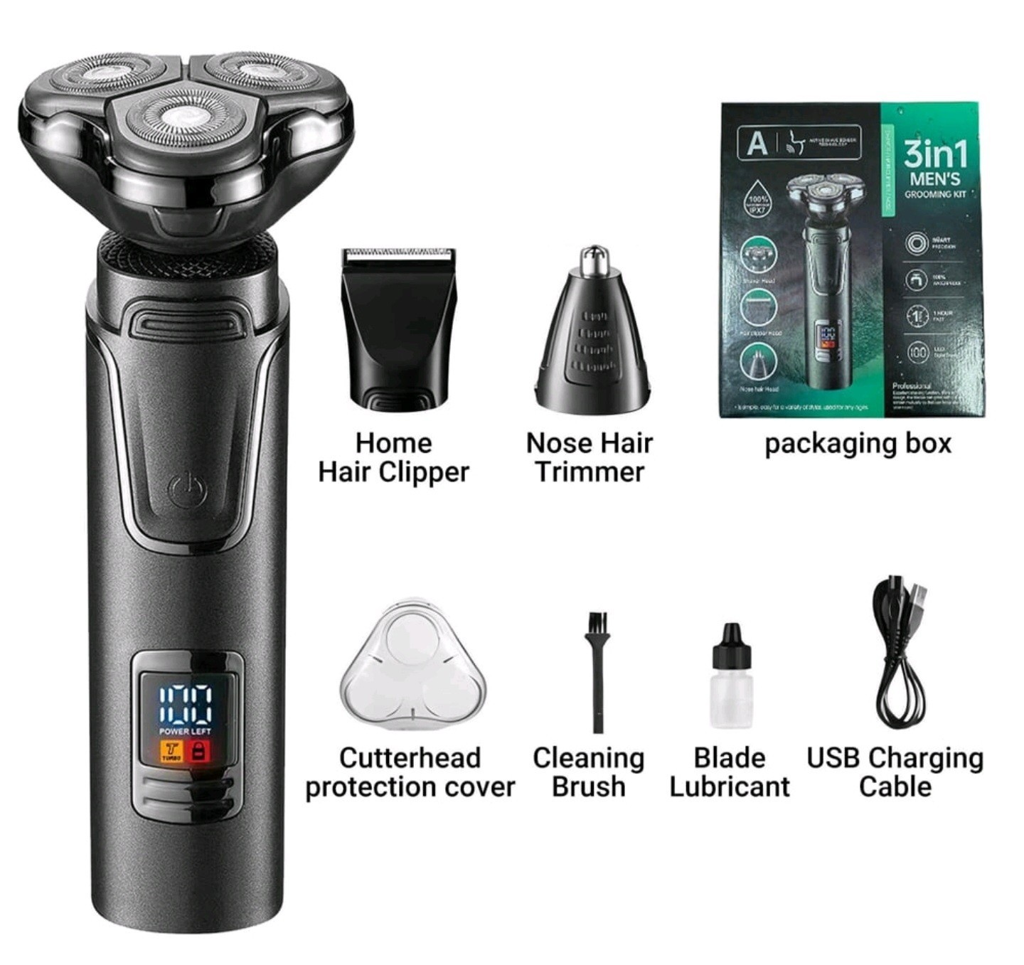 OCTMOM Electric Shavers for Men, 3-in-1 Cordless Beard Trimmer