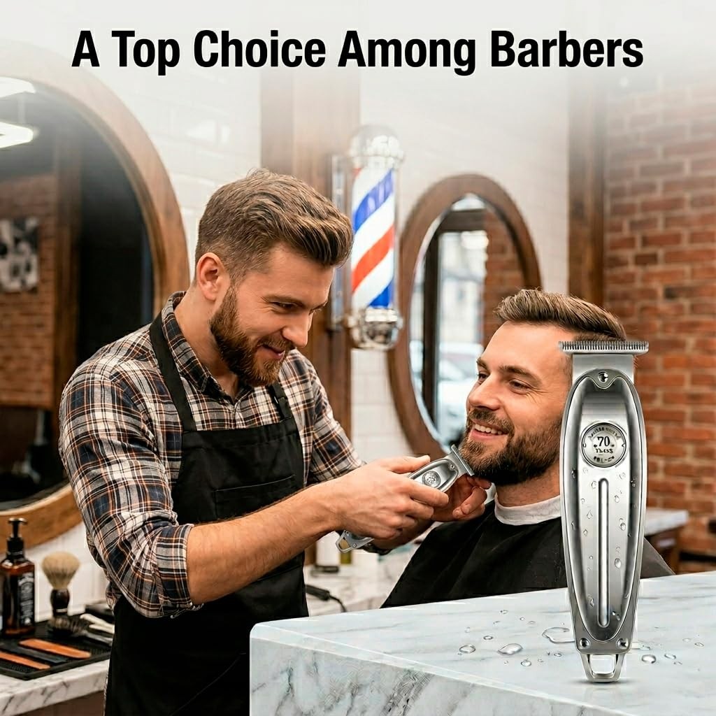 Steel ONE Trimmer Professional Hair Clippers for Men Silver Zero Gap Electric…