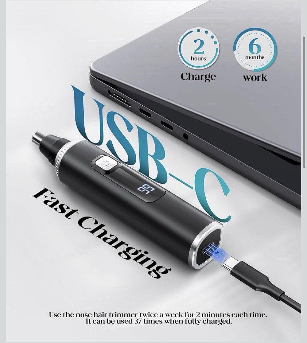 Nose Hair Trimmer for Men and Women, Type-C Rechargeable Precision Groomer with
