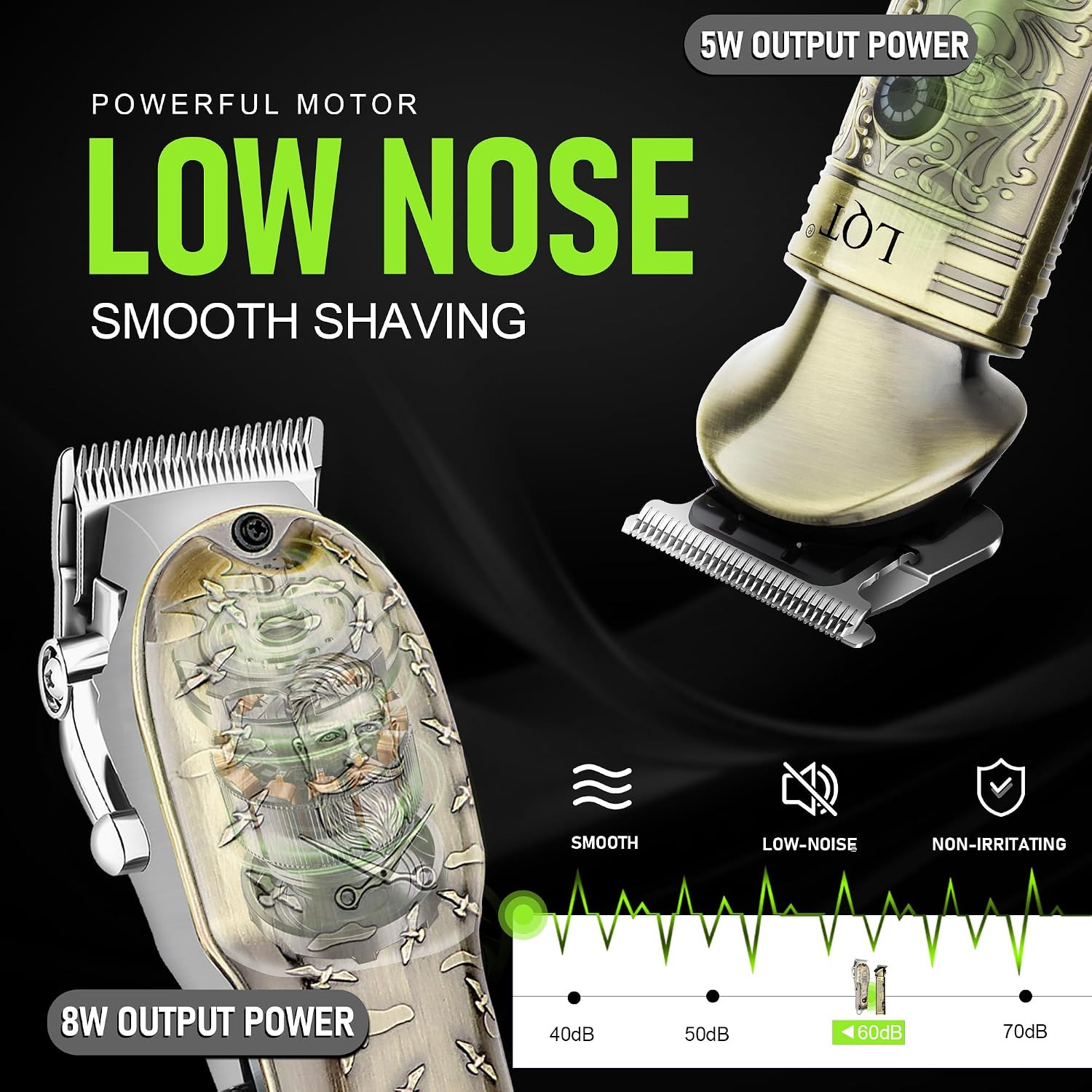 Professional Cordless Hair Clipper and Trimmer Set for Men, Multi-Functional Tri