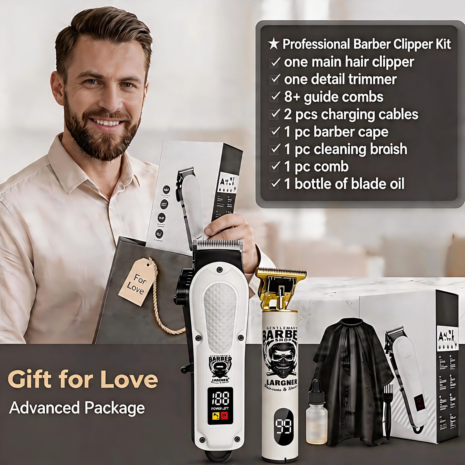 LARGNERSHAVER Hair Clippers for Men, Clippers and Trimmers Set, Barber Clippe…