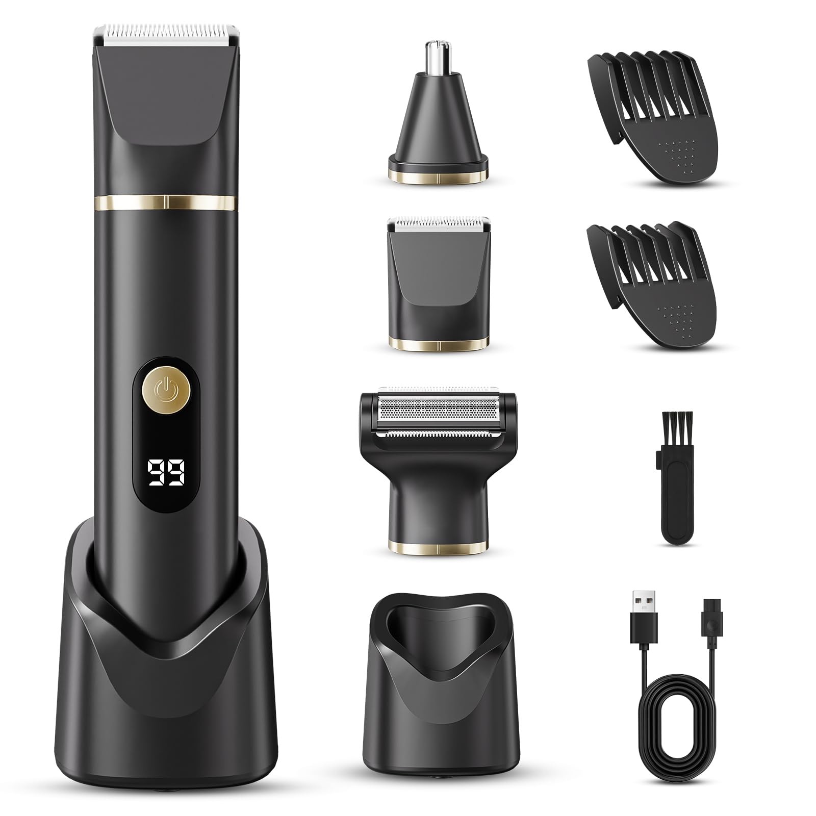 Beard Trimmer for Men, IPX7 Waterproof Body Hair Trimmer Electric Razor Shave…
