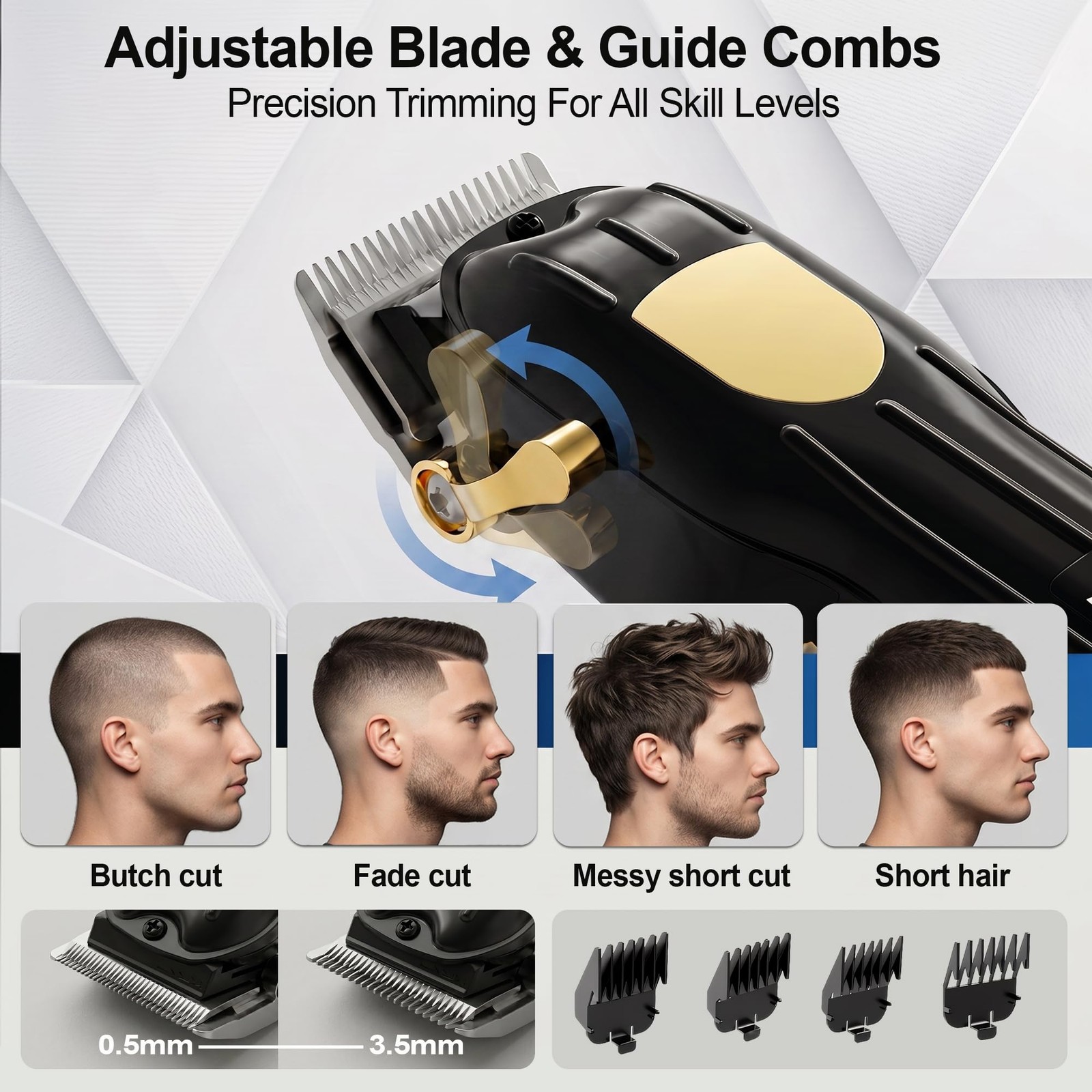 SHYEEH Professional Cordless Hair Clippers for Men and Hair Trimmer for Men |…