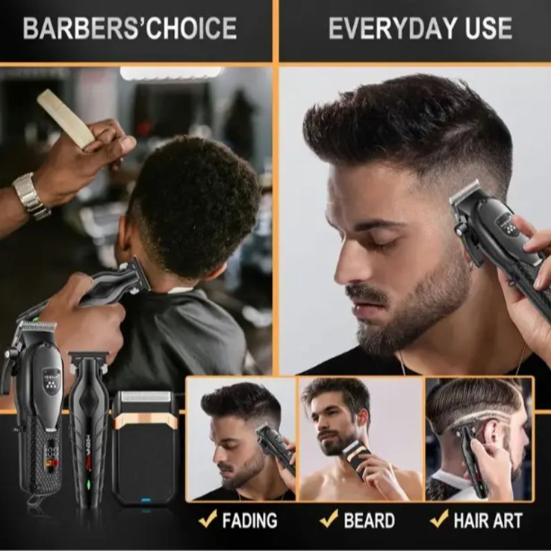 Professional Hair Clippers for Men, Cordless Barber Clippers and Trimmer Set