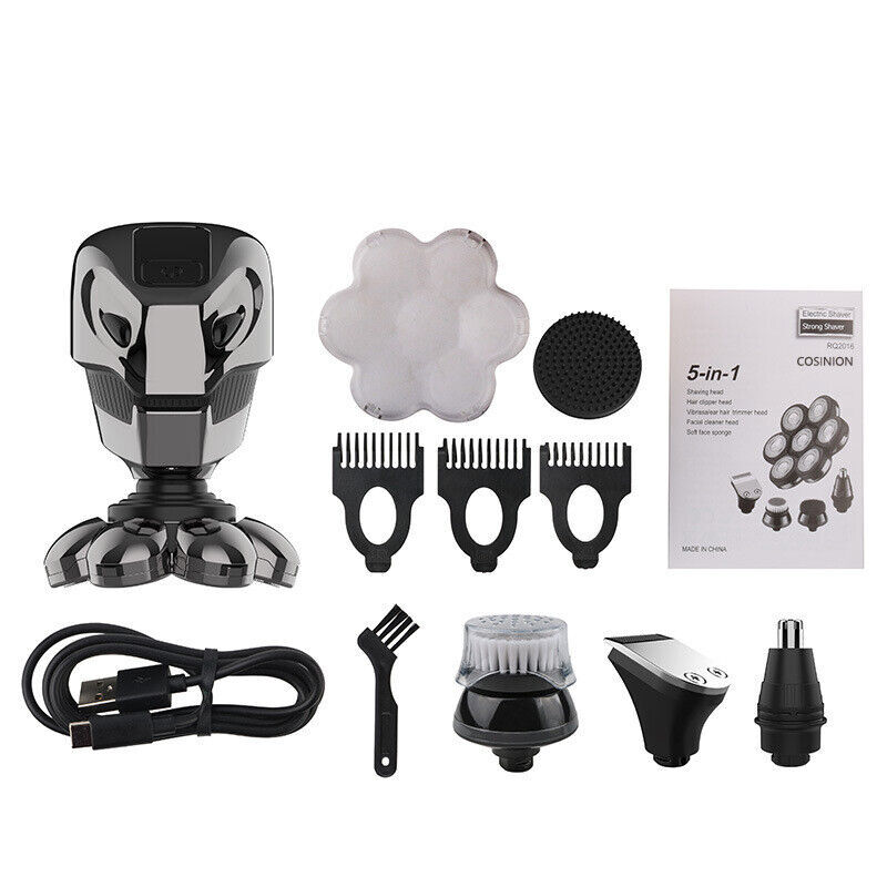 5in1 Rotary Electric Shaver 7D Bald Head Hair Beard Trimmer Razor Rechargeable