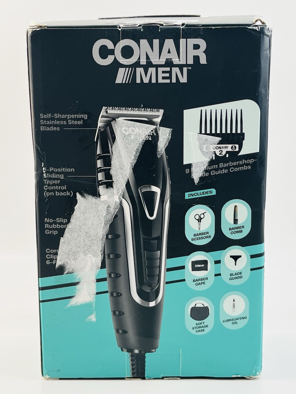 ConairMEN No-Slip Grip Hair Clipper 16-Piece Home Haircutting Kit HC2000R