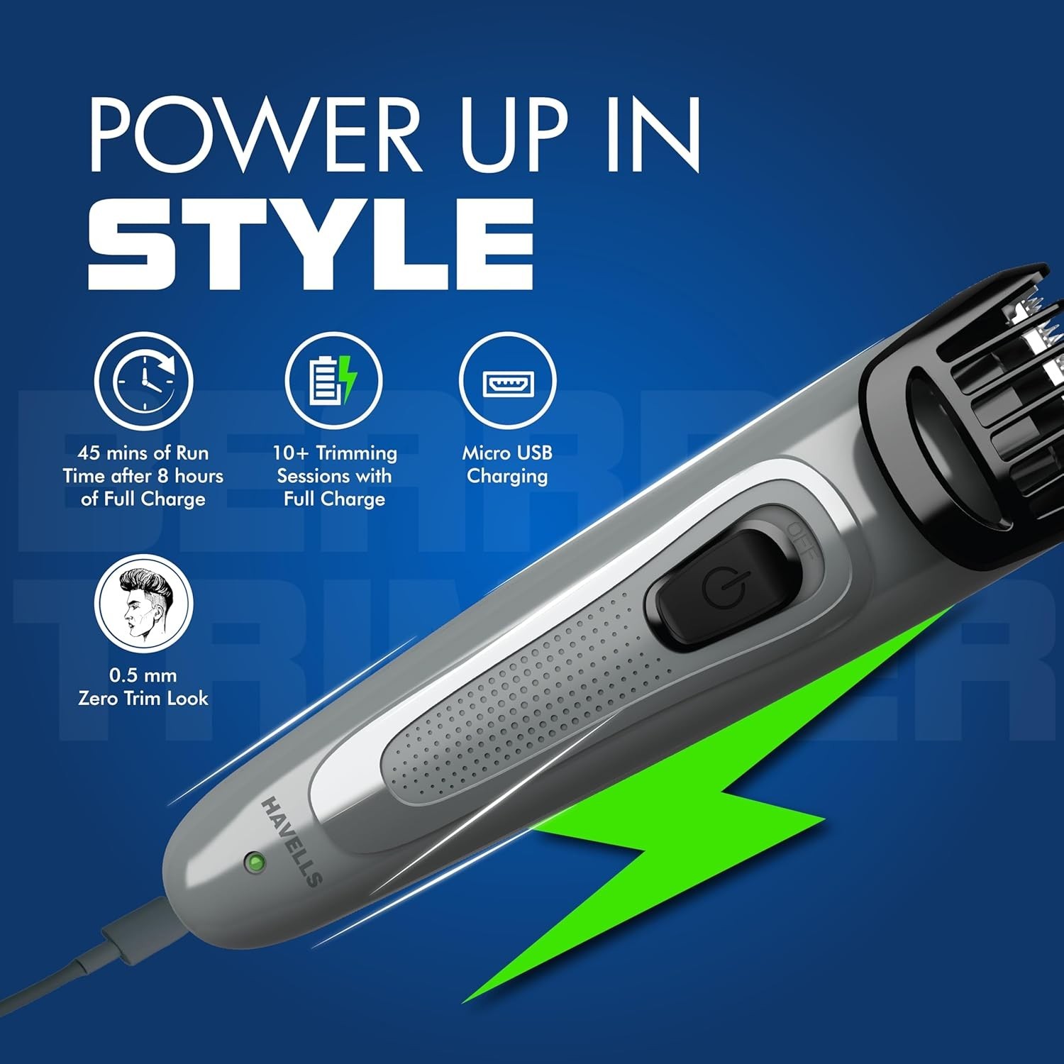 Havells Bt5100C Rechargeable Beard Trimmer,140343,Grey,