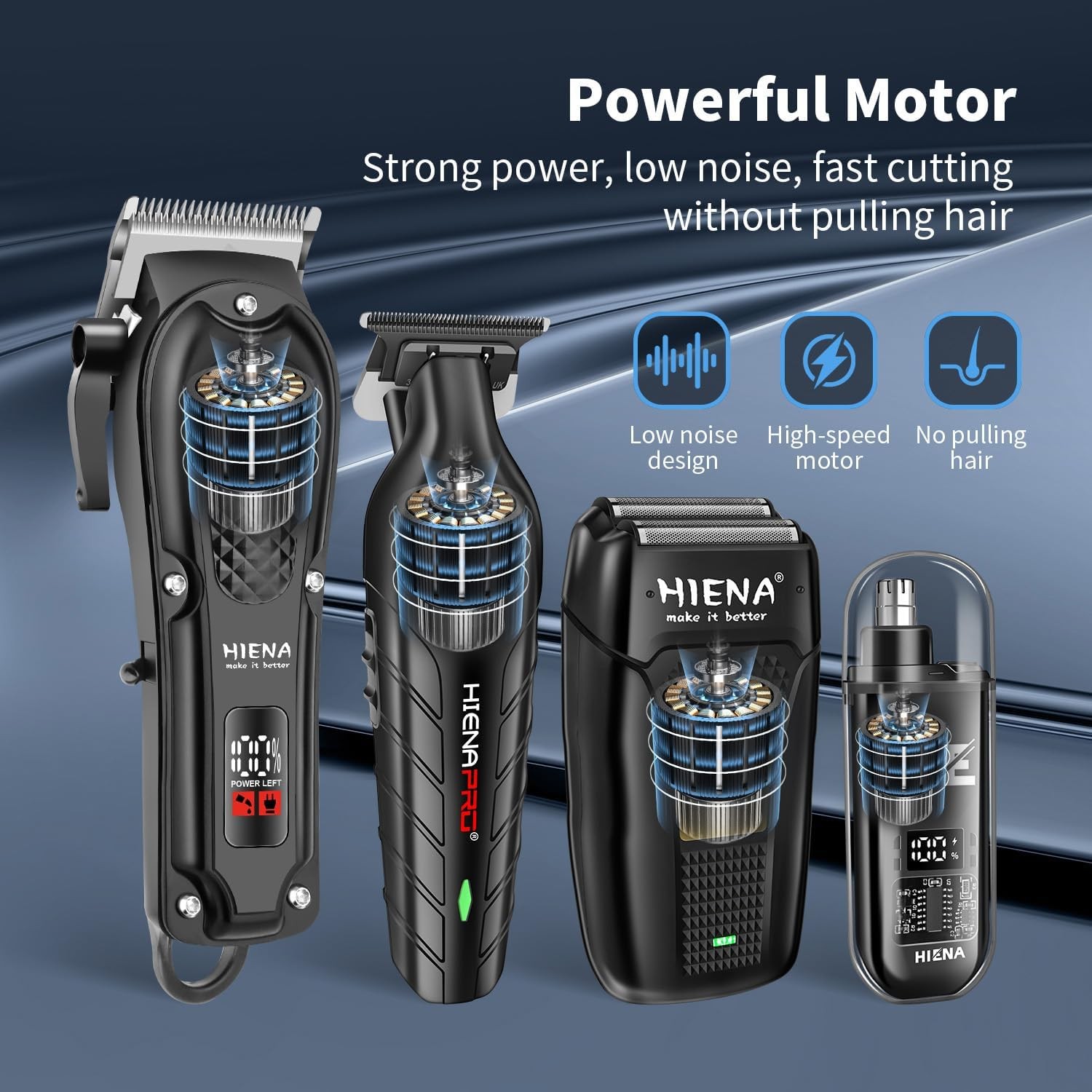 HIENA PRO Hair Clippers Set for Men, Cordless Trimmer & Shaver Kit