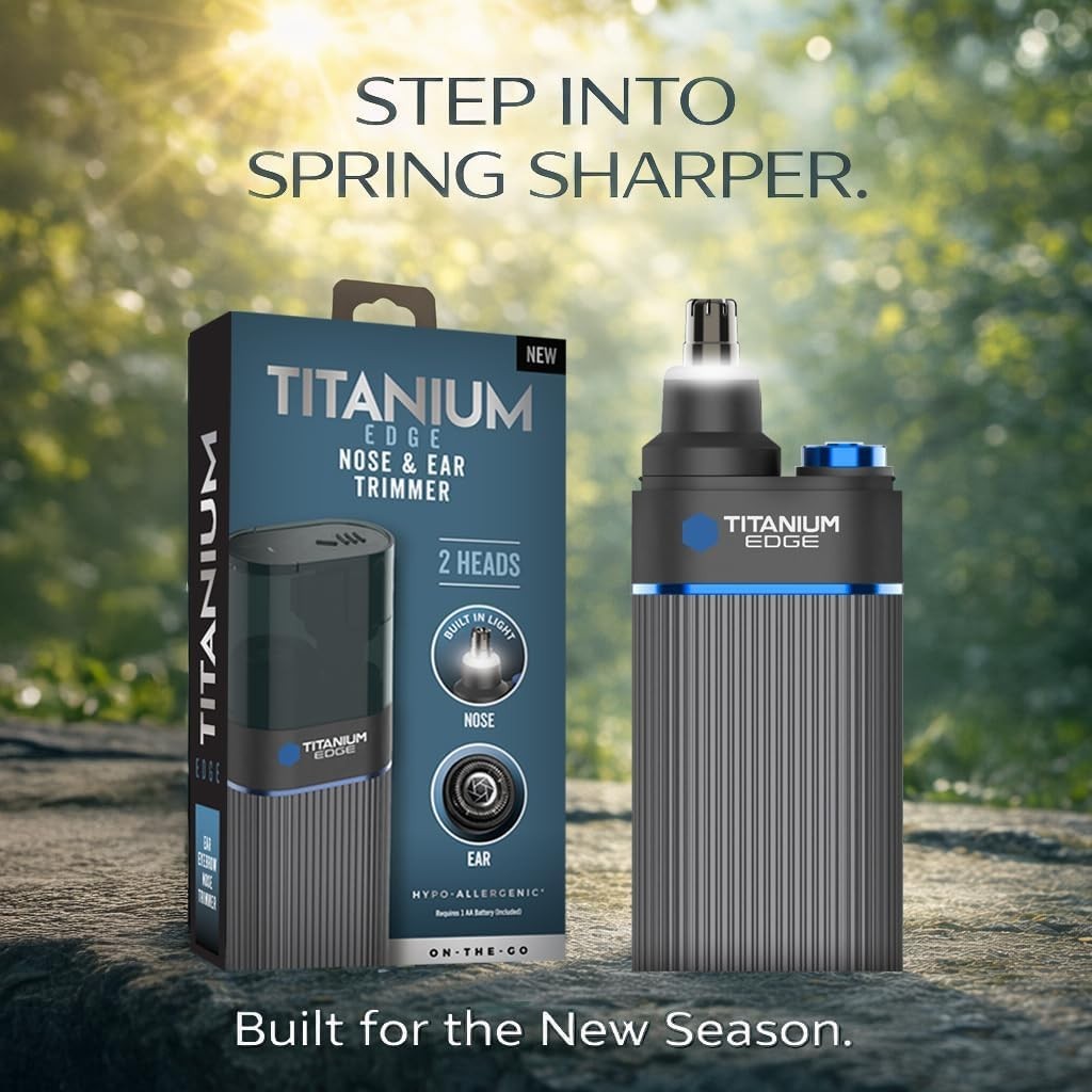 Microtouch Titanium Edge Ear & Nose Trimmer – Dual Rotary Blade Heads with Light